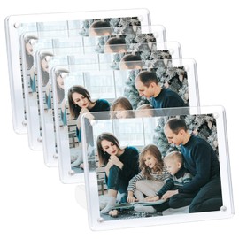 ECOSEAO 4x6 Acrylic Picture Frame, 5 Pack Clear Magnetic Picture Frame Desktop Display with Photo Frame Support Stand Best Gift for Family, Baby