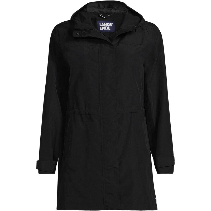 Lands' End Womens Squall Raincoat Black Regular Medium