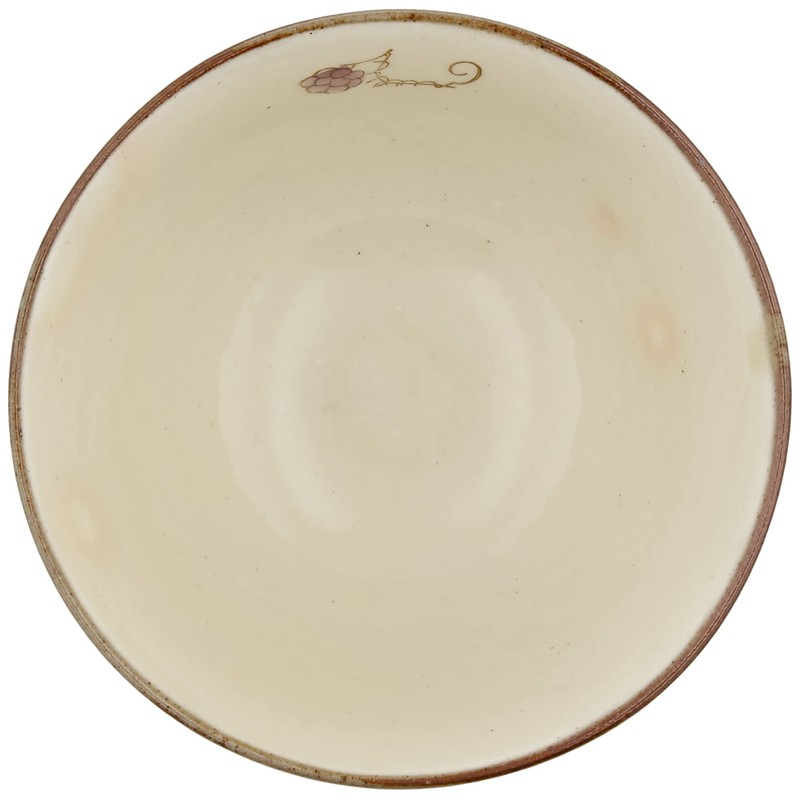 Hasami Ware 62366 Rice Bowl (Large), Flower (Strawberry) Handle, Purple