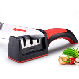 Afilador de cocina, afilador manual, afilador profesional, afilador de cocina de 3 etapas, hoja de cerámica/diamante/acero de tungsteno, adecuado para todos los tamaños de cuchillos domésticos