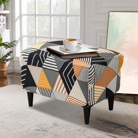 KRFOONN Ottoman Slipcovers Stretch Ottoman Cover Rectangular Footrest Sofa Slipcovers Stool Cover Printed Storage Footrest Stool Covers Furniture Protector with Non Slip Elastic Bottom (A7, X-Large)