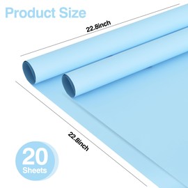 BEISHIDA 20 PCS Light Blue Floral Wrap Matte Floral Wrapping Paper Flower Bouquet Wrapping Paper Waterproof Wrap Craft Wrapping Paper for Bouquet Florist Supplies Wedding Floral Graduation