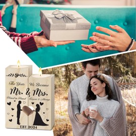 1st Anniversary Wedding Gifts for Couples 2024, 1 Year for Wife Girlfriend Her, First Gifts for Husband Boyfriend Him, Mr and Mrs Presents, Candle Holder