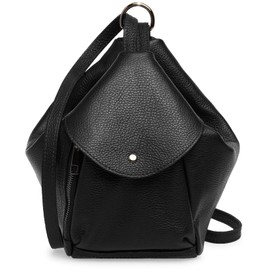 Caspar TL788 Stylish 2 in 1 Leather Backpack Shoulder Bag with Zip, black