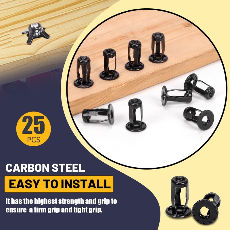 Mardatt 25Pcs M4 Jack Nuts Assortment Kit, Expansion Insert Nuts