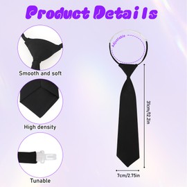 Zelphvt 13 Inch Pre-tied Adjustable Girls/Boys Neckties for Uniforms Skinny Black Ties for Women Adjustable Clip on Neck Ties for Wedding School Uniforms JK/JC Cosplay Graduation