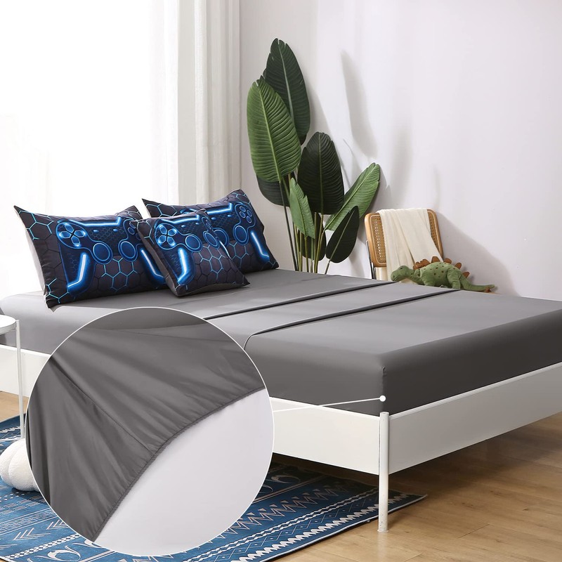 JQinHome Queen Gamer Comforter Set,6 Piece Bed in A Bag