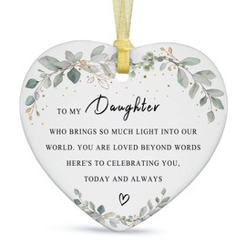 SIABERTERL Christmas Ornaments 2026,Christmas Souvenirs for mom and dad for Their Daughters,The to Express Their Love for Each Other,Ceramic Christmas Tree Ornaments with Gift Box.