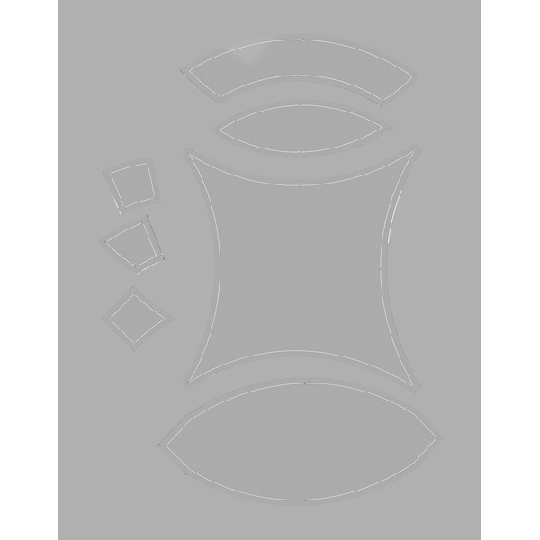 Double Wedding Ring Acrylic Quilting Template Set, 1/4" Seam Allowance