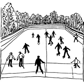 'Ice Skating Rink' Rubber Stamp - Unmounted Design for Crafting & Scrapbooking, A7 (RS00056195)