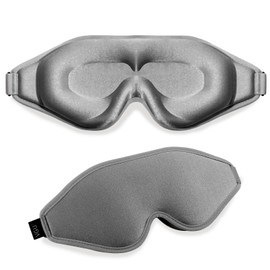 Sleep Eye Mask for Men Women, Zero Eye Pressure 3D Sleeping Mask 100% Light Blocking Design, Resist Dark Circles and Puffiness, Soft and Comfortable Eye Shade Cover for Travel (Gray)