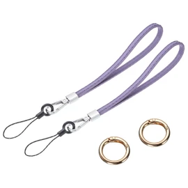 sourcing map 2 Pcs Smooth Leather Wristlet Strap, Prevent Drop Wrist Lanyard Straps for Clutch Cellphone Keychain Wallet Purse (Light Purple)