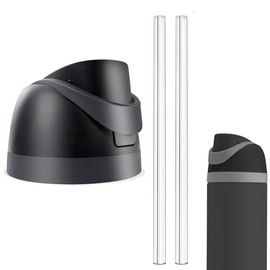 Replacement Lid for Owala Freesip, Compatible with Owala Cup 16oz 24oz 32oz 40oz, One Button Water Bottle Top Lid Replacement Accessory and Straws, Leakproof, BPA-Free (Black)