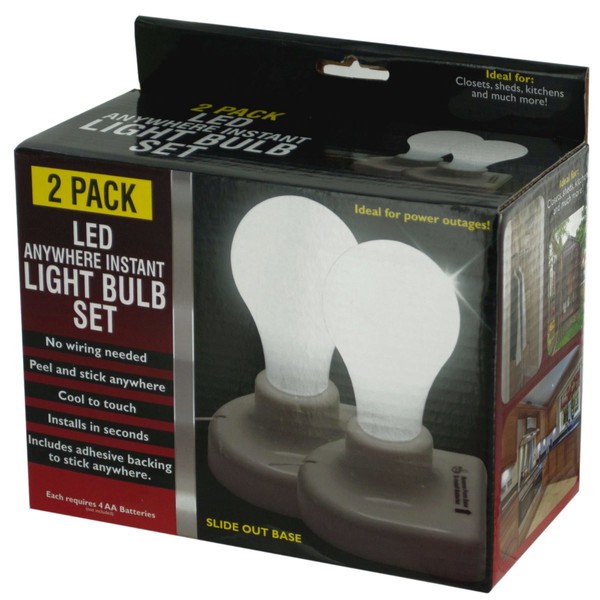 StealStreet SS-KI-OL966 LED Anywhere Instant Light Bulb Set, 2 Count (Pack of 1)