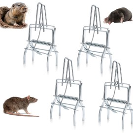 4 Pack Mole Traps, Reusable Easy-Set Mechanical Trap for Lawns, Gardens and Farmland