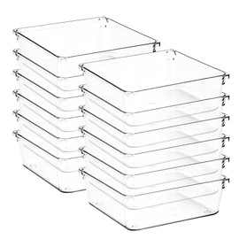 Ravinte Decor 12 Pack Drawer Organizer - 6" X 6" Clear Acrylic Storage Bins with Non-Slip Pads, Versatile Desk Tray for Makeup, Jewelry, Kitchen, Bathroom, and Office Organization