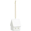 Set of 4 Small White Scandi Snow Ceramic Houses Baubles