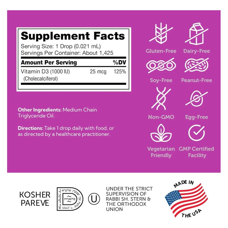 Zahler Vitamina D3 Liquida 1000 Iu - 1 Fl Oz