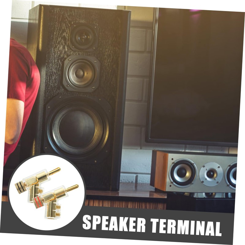 IWOWHERO 2pcs Gold Plated Solderless Banana Plugs Right Angle Speaker