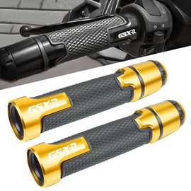 2pcs Motocycle Handlebar Grip Ends Set, Fit with S.uzuki GSXR GSX-R GSXS 600 750 1000 (22mm 7/8" - Gold)