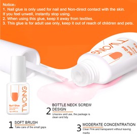 YTRUNS 2PCS Super Strong Nail Glue 7g, Suitable for Acrylic Nails, Press on Nails, False Nails, Long-Lasting and Durable, Acetone-Free, Non-Cracking, Rich in Vitamin E., Clear