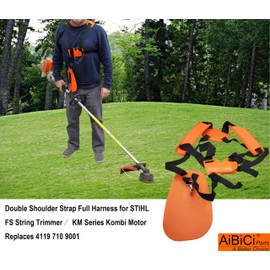 AiBiCi 4119 710 9001 String Trimmer Full Harness for Stihl FS KM Series Weed Eater Harness Double Shoulder Strap, Brush Cutter Garden Lawn Nylon Belt
