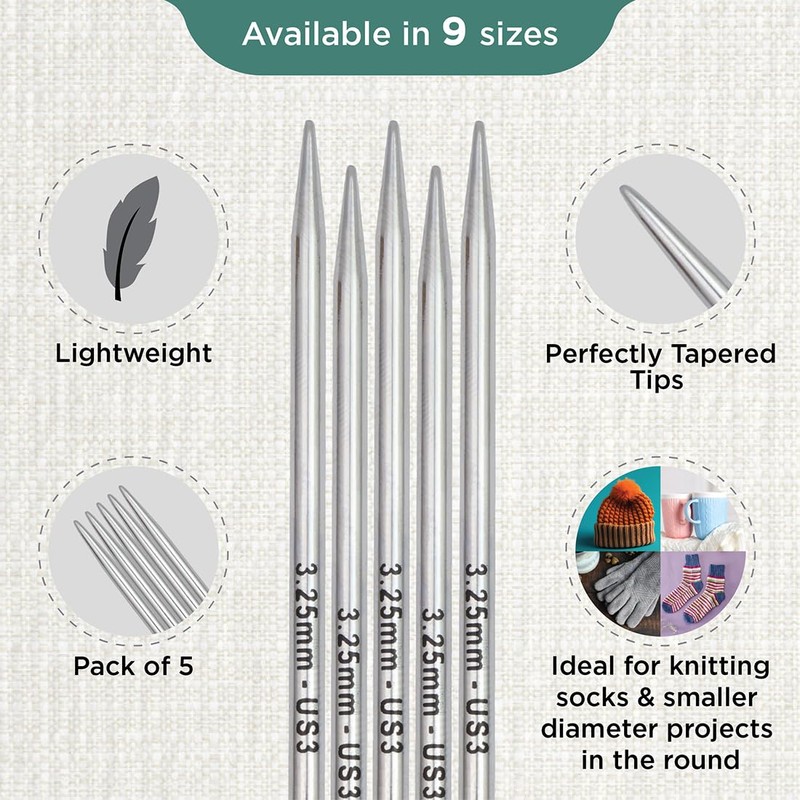 KnitPro Nova Double Pointed Needles 4" (10cm) | 3.25mm