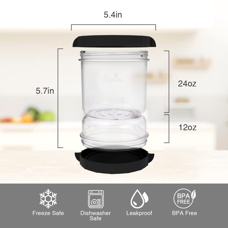 SOPHICO Pickle and Olives Jar Container with Strainer Flip, Leak-proof