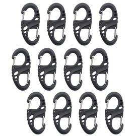 Light Plasticity Plastic S-Clip fasteners Carabiner Snap Hooks,for Camping and Hiking 49.5mm x 23.5mm x 5mm, Pack of 12 Black