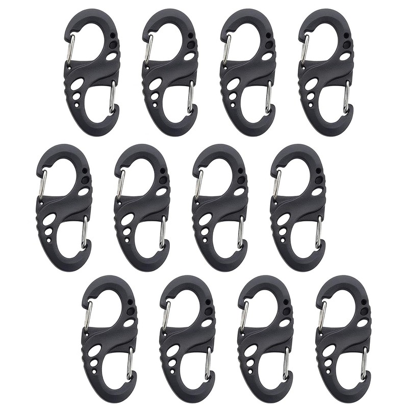 Light Plasticity Plastic S-Clip fasteners Carabiner Snap Hooks,for Camping and
