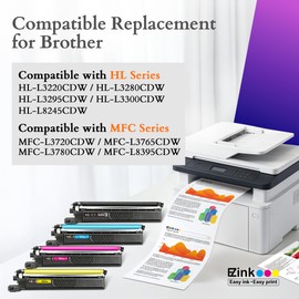 E-Z Ink Compatible TN229XL Toner Cartridges Replacement for Brother TN229XL toner cartridges TN-229XL TN229 XL to use with MFC-L3720CDW MFC-L3780CDW HL-L3220CDW HL-L3280CDW HL-L3300CDW Printer(4 Pack)