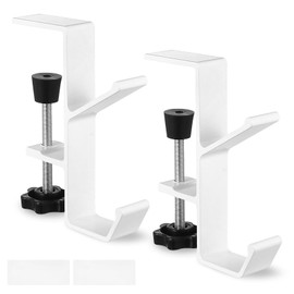 2 Pcs Handbag Hooks for Tables, 7.5-55mm Adjustable Bag Holder for Table, Portable Screw Clamp Handbag Hanger Double Hook Table Desk Mounts, for Purse Handbags Backpack Hooks Headset Holder