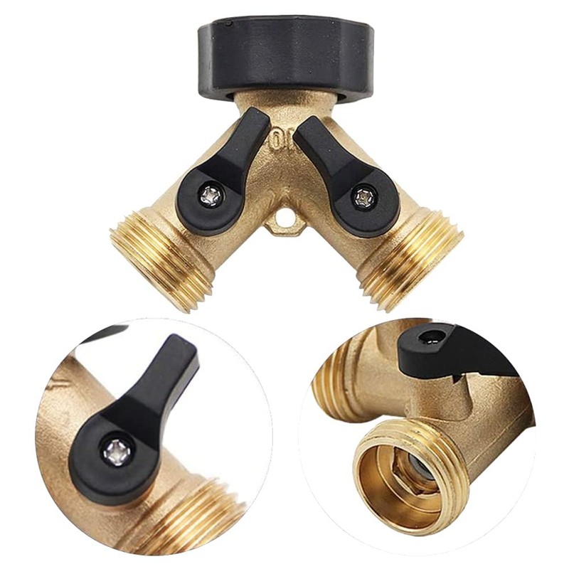 Brass 2-Way Garden Tap Splitter Female 3/4 Y Hose Splitter