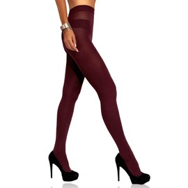 Mila Marutti Opaque Burgundy Tights for Women | Soft Maroon Color Stockings Pantyhose - Burgundy, M