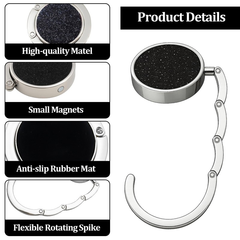 YFANITI Foldable Purse Hook for Table,3 PCS Handbag Storage Folding