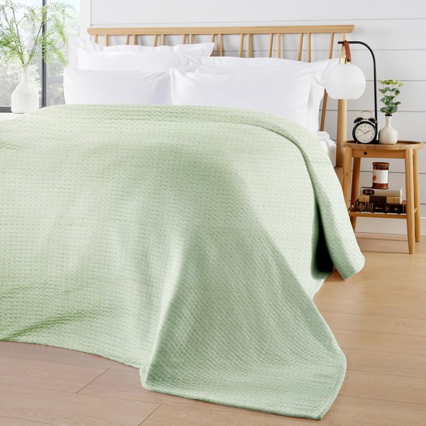 Olivia Rocco Florian Throw Blanket 100% Cotton Checked Design Bedspread