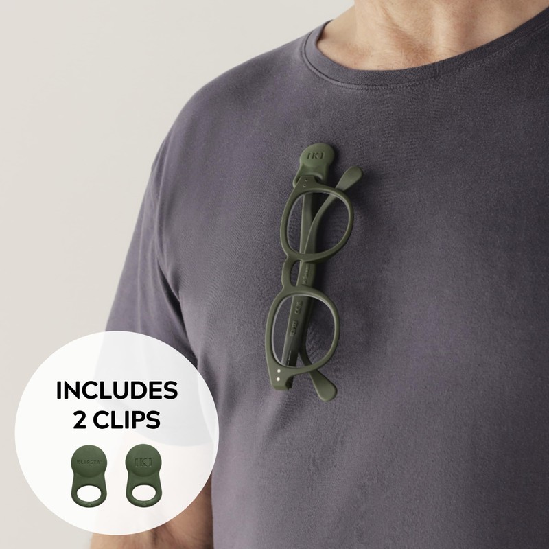 KLIPSTA SPEX Glasses Clips (Olive Green 2-pack) - Magnetic Glasses
