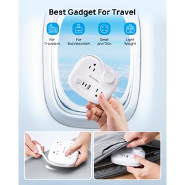 TROND Short Extension Cord - Flat Plug Power Strip with 3 AC Outlets and 3 USB Ports (2 USB C), 2.6FT Wrapped Around Travel Power Strip, No Surge Protector for Hotel Home Cruise Ship Essentials