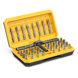 ORIA Ratchet Screwdriver Set, 42 in 1 Magnetic Screwdriver Sets with 40 Bits, Detachable Handle, Magnetizer, Mini Repair Tool Kit for Bicycle, Furniture/Electronics Maintena - Yellow