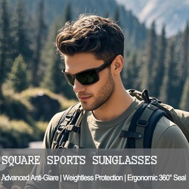 Joopin Polarized Sports Sunglasses for Men Wrap Around Womens Sun Glasses UV400 Protection Square Ladies Shades Driving Sunnies (Leopard Green)