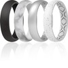 ThunderFit Silicone Wedding Bands for Women, 4 Mixed Stackable Rubber