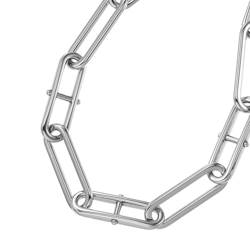 Fossil HERITAGE D-LINK Stainless Steel Chain Necklace, Stainless Steel, No