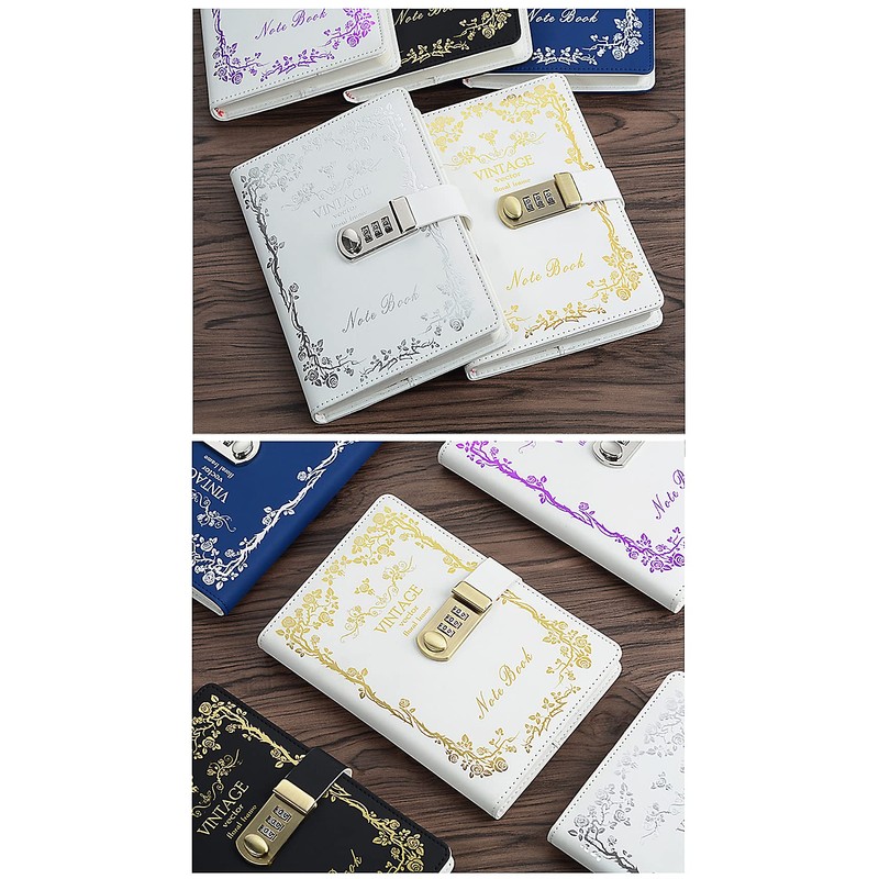 NectaRoy PU Leather Combination Lock Diary Writing Notebook Planner Organiser,