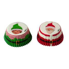 Decora, 0339903, Confezione da 36 Pirottini Tematici, Babbo Elfo, Comodissimi Pirottini per Cuocere, Presentare e Regalare Muffin, Resistono fino a 220°, In comodo Blister, Dimensione ø 50 x 32 cm