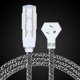AWELTEC 2 Pack Extension Cord 8 FT with Braided Low Profile Flat Power, 3 Power Outlets, 16/3 SPT-2 UL Listed, Black/White