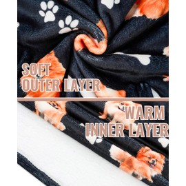 Huglanket Pomeranian Gifts, Wearable Blanket Hoodie with Unique Pattern, Christmas Birthday Gifts for Pomeranian Lovers - Black