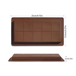 2 Packs Chocolate Silicone Molds, Non-Stick Baking Molds for Candy, Ice Cubes, 10 Cavity Dubai Pistachio Deep Bar Moulds for Valentine's, Easter, Christmas