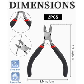 TPZORJX 2pcs Thread Cutters Small Side Cutters Craft Flat Nose Pliers for Jewelry Making Wire Pliers Flower Wire Pliers Tools for Making Flower Guitar Black