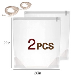 2 Pack 22"×26" Turkey Brine Bags, Extra Large brine bag forTurkey Holds up 40lb, Thickened Brining Bag with 2 removable zipper assist clips and Cotton Strings