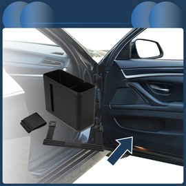 INFINAUTO Car Trash Can Front Rear Seats 7.1" Length 2.8" Width 5.5" Height Auto Trash Bin Faux Leather ABS Black Hanging